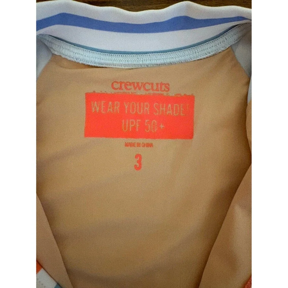 J.Crew Crewcuts Long Sleeve Striped Rashguard Swimsuit, Size 3T